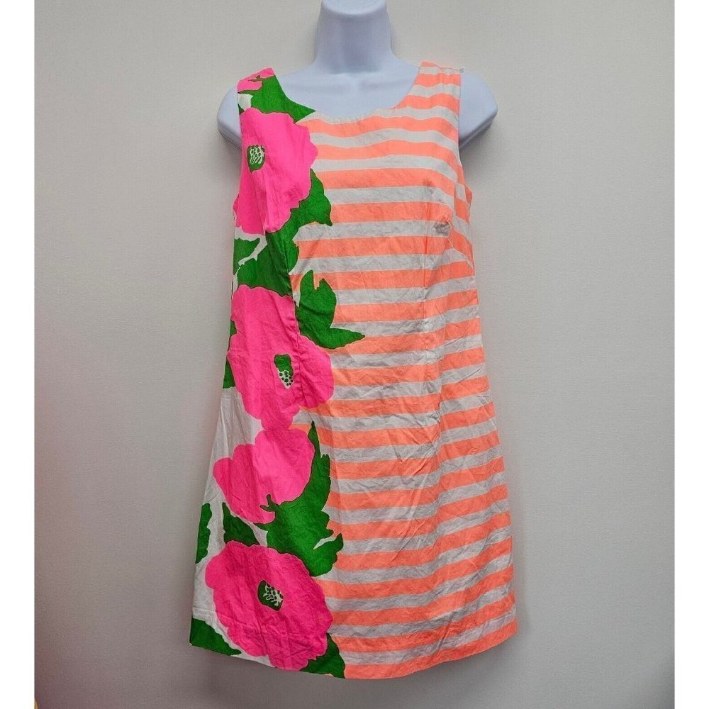 Lilly Pulitzer Sleeveless Delia Dress Sz 4 Sunrise Orange Wild Flowers Sweet Tea